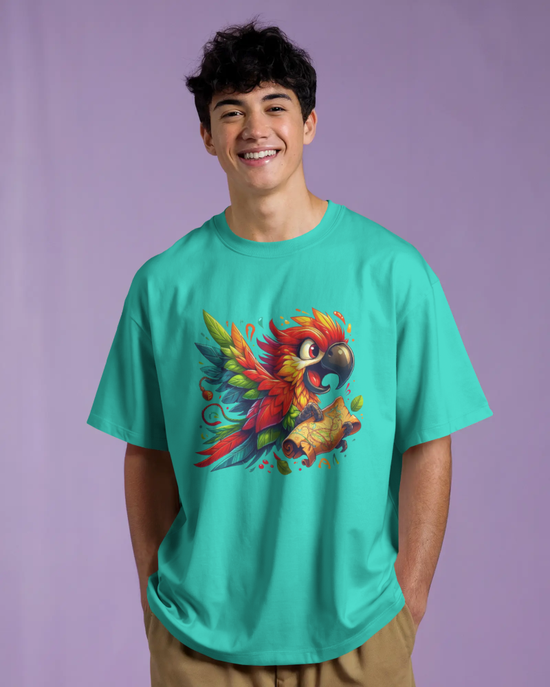 Treasure Parrot Tee - Oversized T-shirt